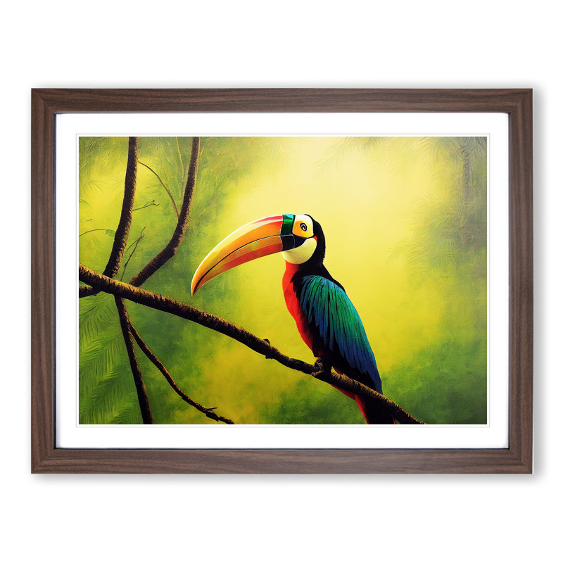 Attractive Toucan Bird - Framed Print, 25cm H x 34cm W x 2cm D, Walnut