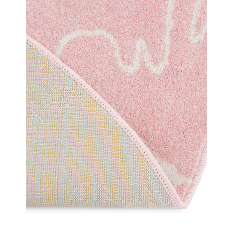 Whimsy Safari Animals Kid Rug, Round 3'3", Pink