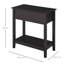 Dark Coffee Flip Side Table with Storage Shelf, Retro Accent Table for Home