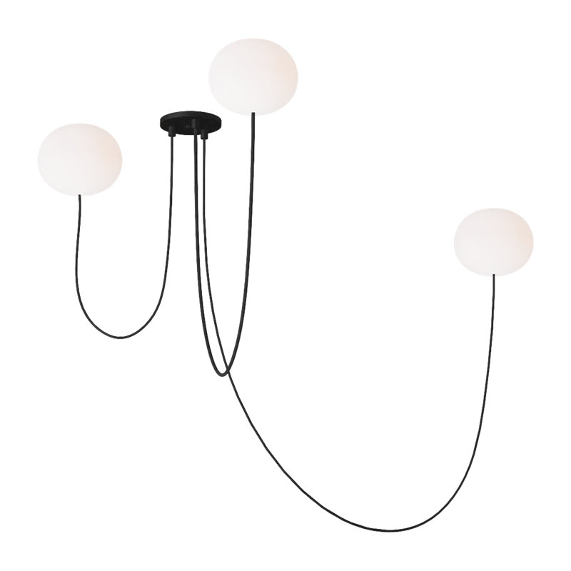 Peter Bristol Helium 3-light medium LED chandelier in matte black finish with glass shades, 5.7" H x 25.1" W x 25.1" D