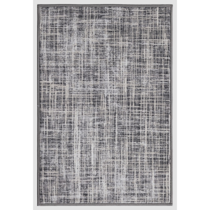 Lyanne Washable Non-Slip Gray Area Rug, Rectangle 2'2 x 3'3"