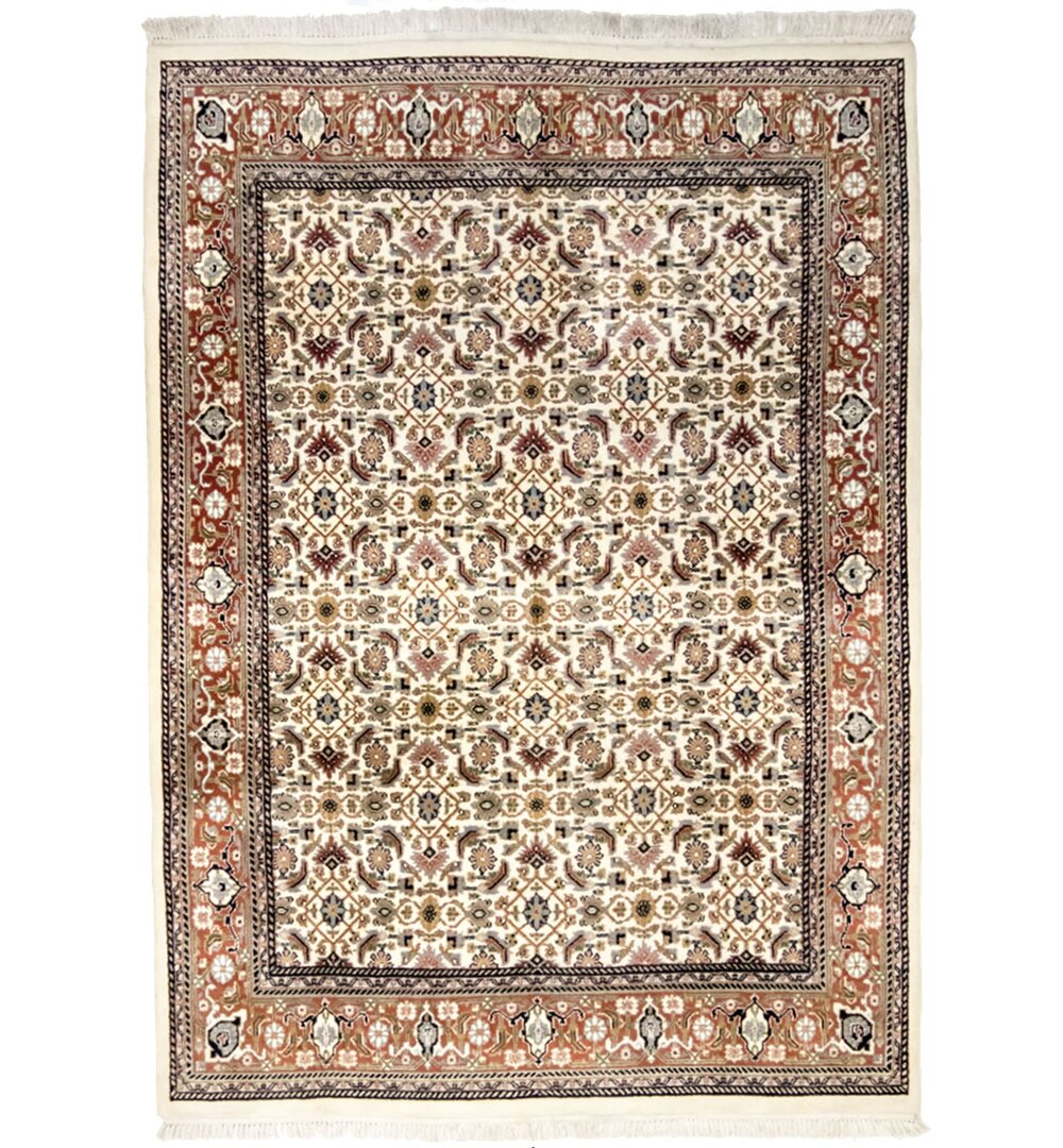 Handgefertigter Teppich Henricks in Beige