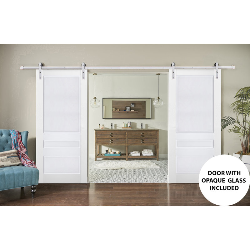 Veregio Panelled Wood Barn Doors, 36" x 96", White