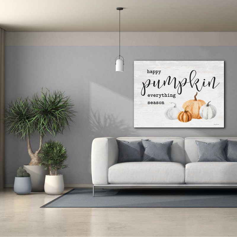  «Happy Pumpkin Everything Season», art mural sur toile avec lettres et lignes, 54 po x 40 po