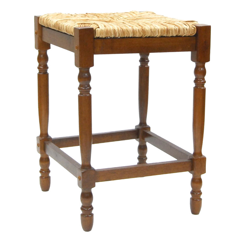 Chaise de bar 24 po en bois massif naturel et brun sans dossier
