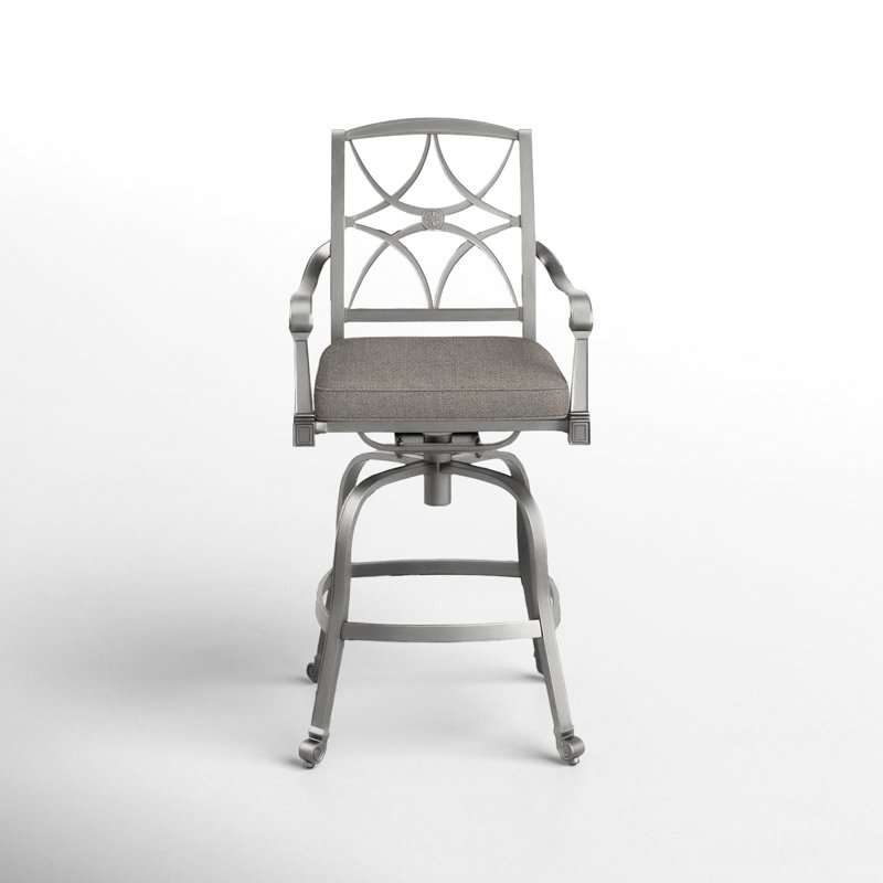 Tabouret de bar avec coussin Wiltshire, Lin naturel, Étain, 30,25 po