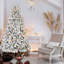 Arbre de Noël de 4 pi avec apparence floquée, 150 lumières Ul colorées, 21 pins, 366 pointes enneigées, structure à charnières pour une installation sans effort et configuration de base en métal stable,