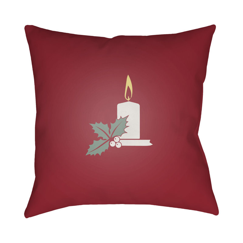  Indoor/Outdoor Throw Pillow, 20" H x 20" W x 4" D, Red / White