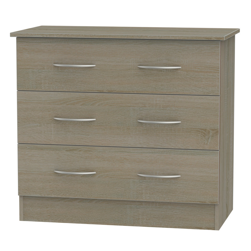 Crete 76.5cm W 3 - Drawer Chest of Drawers, Darkolino