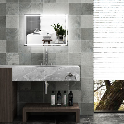 Led Lights Bathroom Mirror - Dimmable With 3 Colors & Memory Function, Touch Control For Simple Handling, Adjustable Brightness Color, Tempered Glass, Wall Mounted, Waterproof, 31.5"X23.5"X1.5