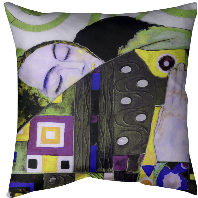 Coussin Embrace, 18 po x 18 po, Jaune / vert, Faux lin