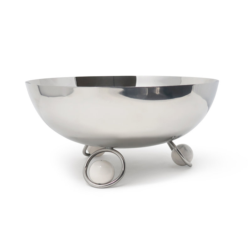 Saladier avec pieds en boule - P 12 po, Argent / marbre