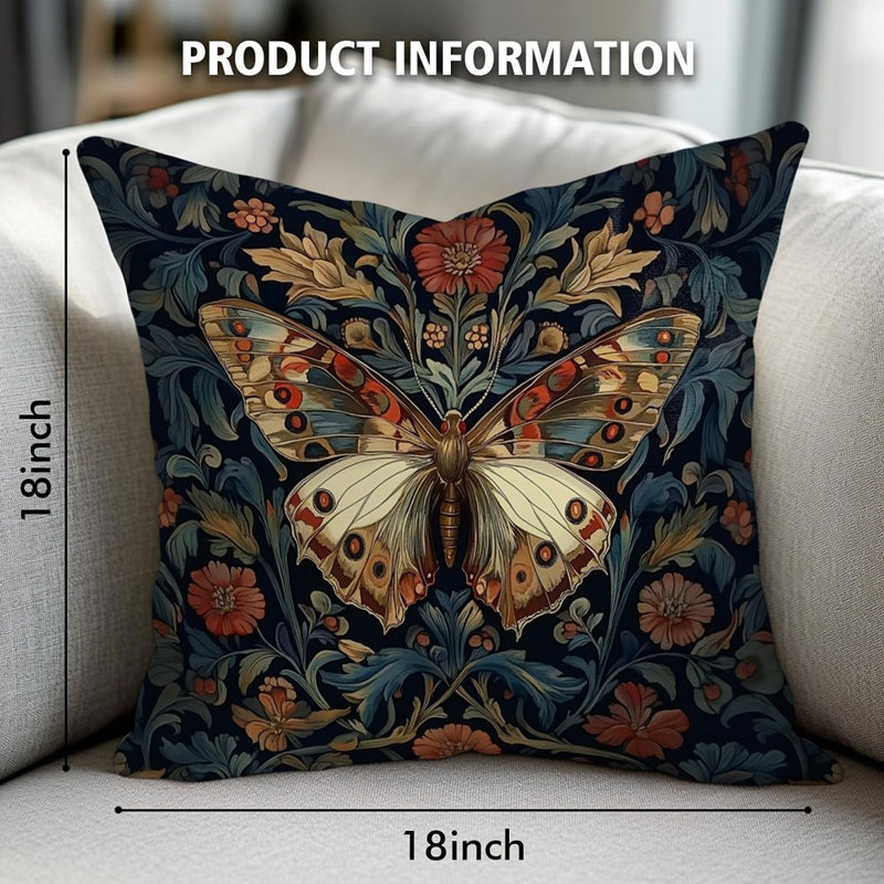 Housses de coussins décoratifs capitonnés 12 x 20, Motif floral noir, Carré 18 po