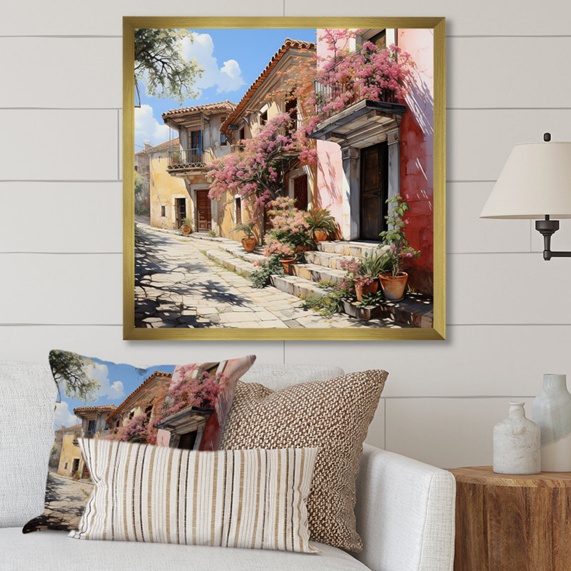 «Mexique Colonial Charm» - art mural mexicain, H 30 po x l 30 po x P 1,5 po, Cadre doré simple