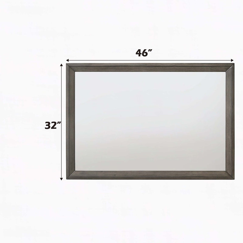 Miroir Escher, 32 po x 46 po, Gris / Chêne, Bois synthétique