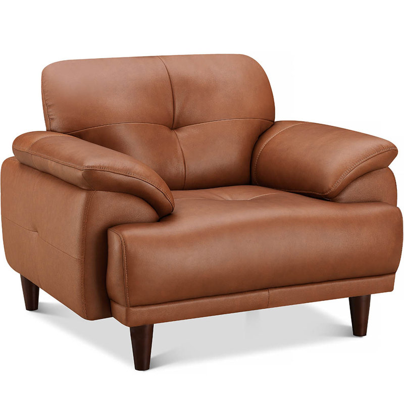Kaylee Top Grain Leather Chair, Echo Nutmeg Brown Genuine Leather
