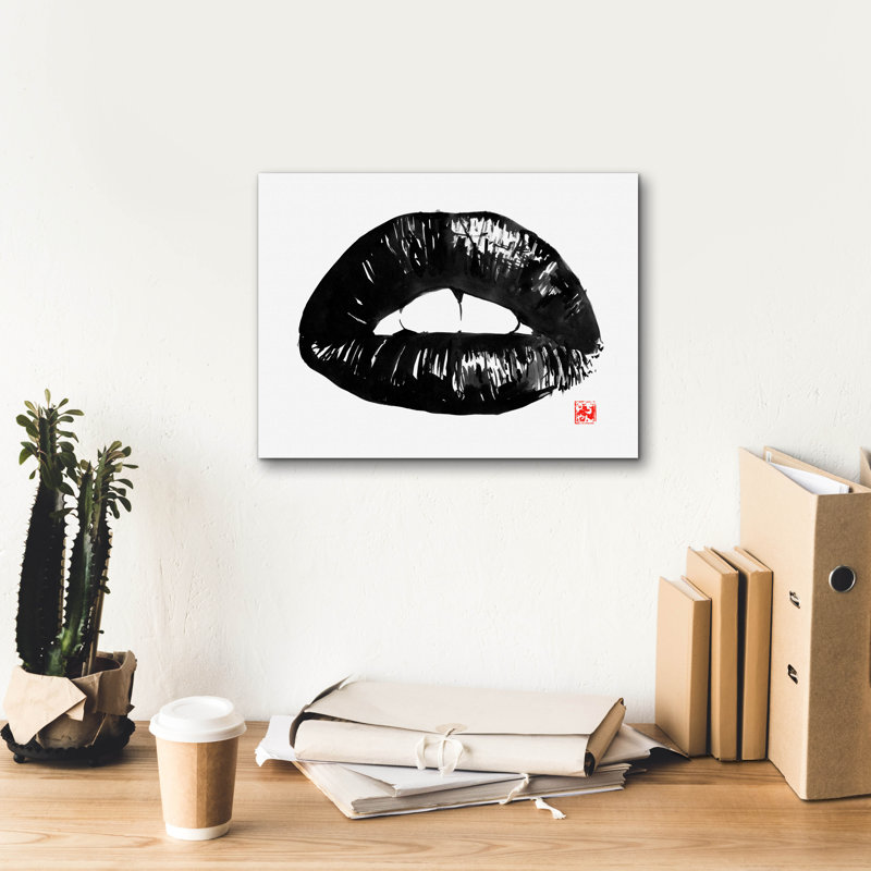 «Bouche» par Pechane, art mural sur toile, H 12 po x l 16 po x P 0,75 po
