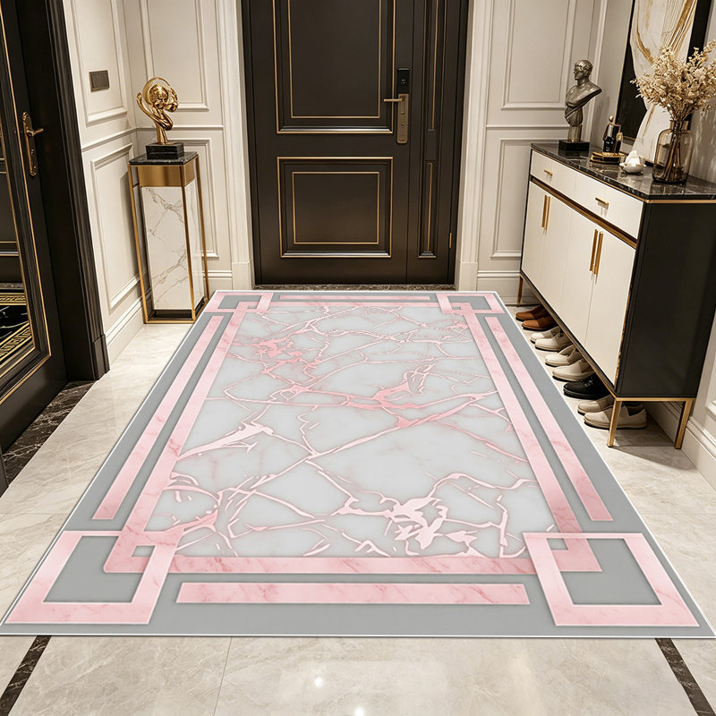 Light luxury art texture living room carpet, modern geometric frame design bedroom carpet, household soft decoration carpet