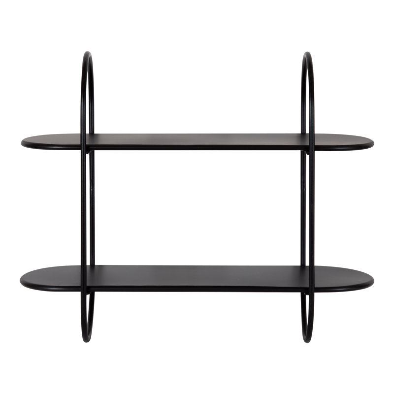 Rusne 2 Piece Oval Metal Floating Shelf, Black