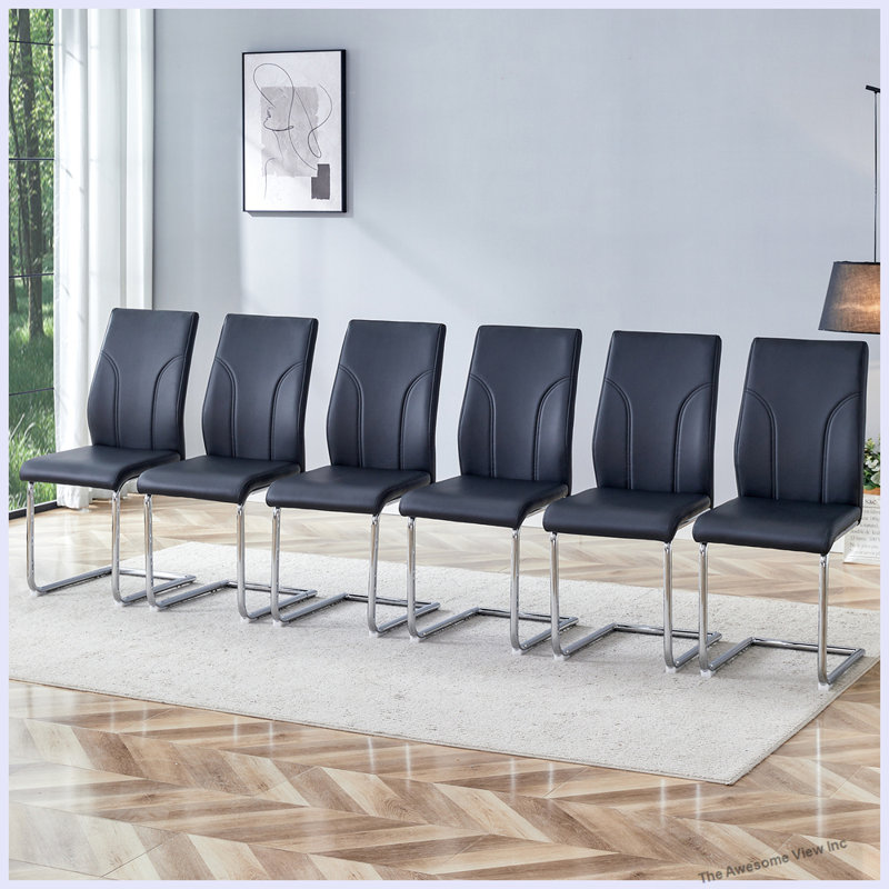 Modern Dining Chairs With Sturdy Leg Chairs, Black, 6