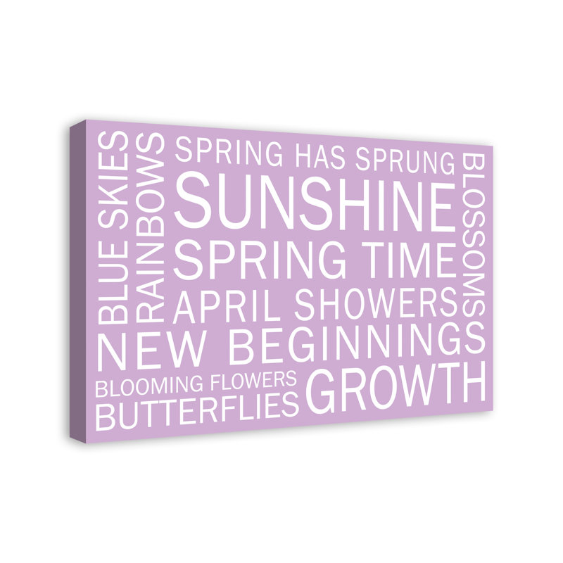 Dictons du printemps - On, Mauve, H 20 po x l 30 po x P 1,25 po