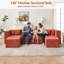 Canapé modulaire de 130 po Cloud, siège en L profond avec repose-pieds, canapé d'angle en chenille, sans assemblage requis, rouge orange-518772434