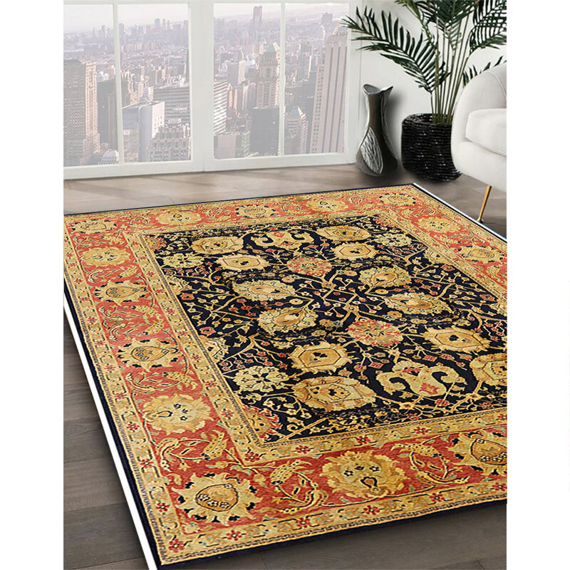 Tapis 10032 de style Mid-Century moderne 100% lavable à la machine, Carré 8 pi