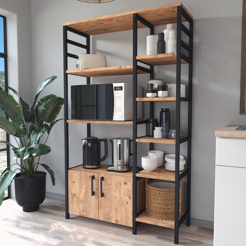 Nekko 55.39cm W Metal Shelving Unit, Pine