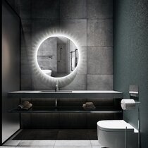 LAM-111 Large Semi Circle Bathroom Mirror, Custom Cut Frameless Bathroom  Mirrors