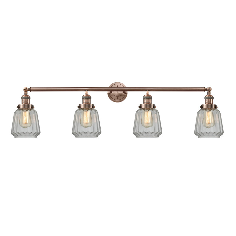 Éclairage pour salle de bain 4 lumières Vinson, Cuivre antique, Transparent, Ampoule non incluse