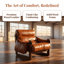 Fauteuil lounge en cuir de style milieu du siècle avec coussin amovible, idéal pour le salon, la chambre ou la salle de lecture.