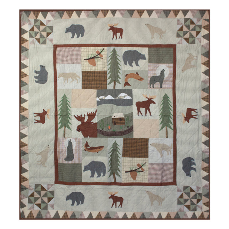 Mountain Whispers Cotton Percale Quilt, Twin Quilt + 2 Shams