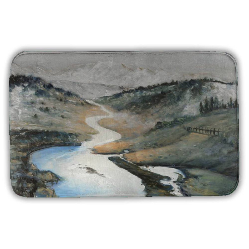Landscape Bath Mat with Non-Slip Backing - Quick Dry Memory Foam Bathroom Rug - Absorbent - Modern Plush Spa-Style - Machine Washable