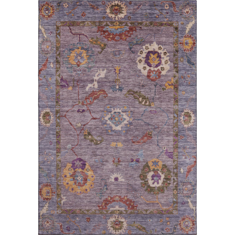 Premium Machine Washable Mayfield AMF2229 Global Rug, 3' x 5', Plum