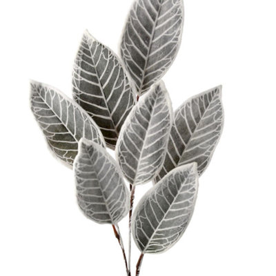 Faux plantes et arbres givrés de feuilles de magnolia givré