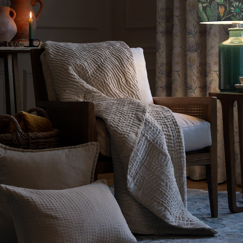 Haze Quilted Throw Blanket, Beige
