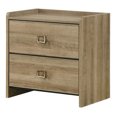 Grace Wood 2-Drawer Nightstand with Curved Pull Handle