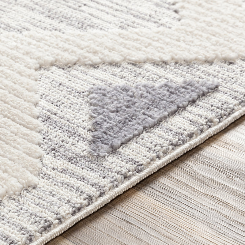 Highpoint Geometric Medium Gray/Ivory Area Rug, Rectangle 2' x 2'11"