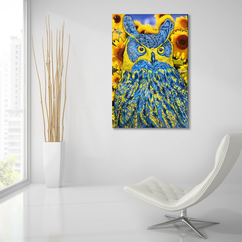  'Eurasian Eagle Owl' by Tim Jeffs Acrylic Glass Wall Art, 24" x 36", H 36 po x l 24 po