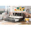 Lit de jour simple en métal avec lit gigogne simple, tablettes de rangement et ports USB-332441625