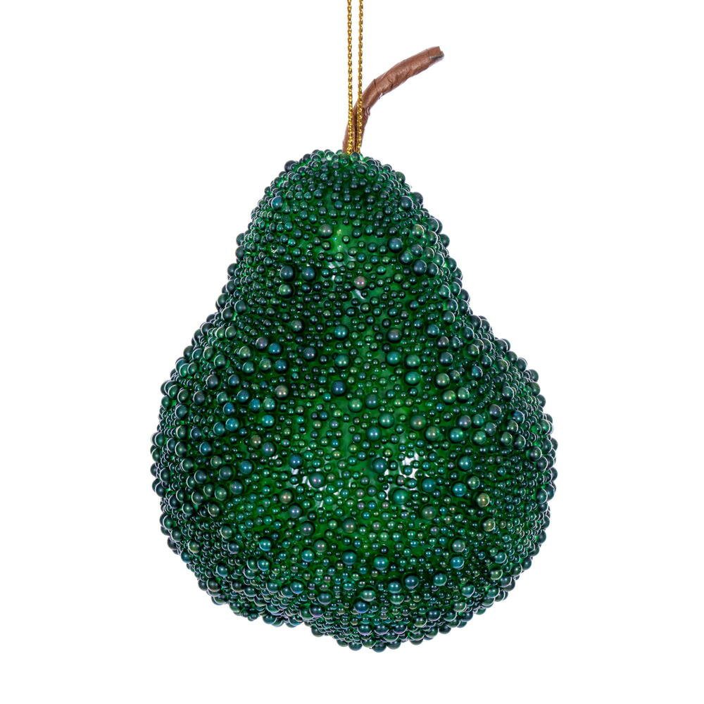 5" Bauble, Green Beaded