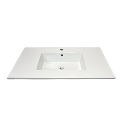 37 in. Single Sink Vitreous China Top with Single Faucet Hole