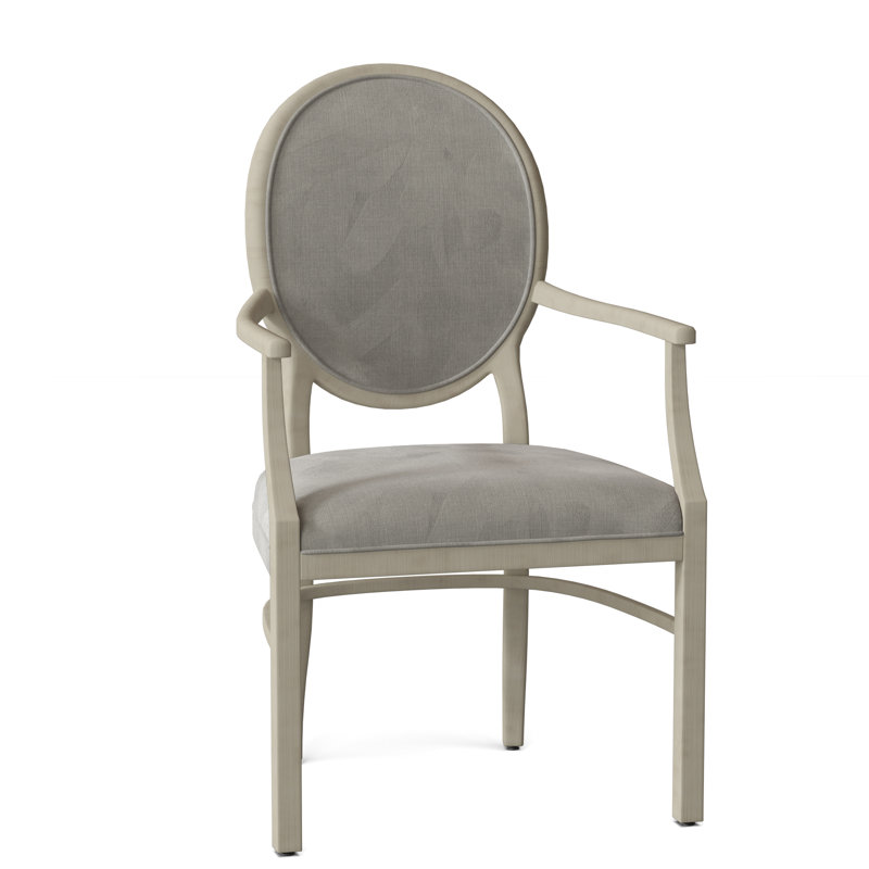 Hughes Upholstered King Louis Back Arm Chair, 9953 Mink, Almond Buff