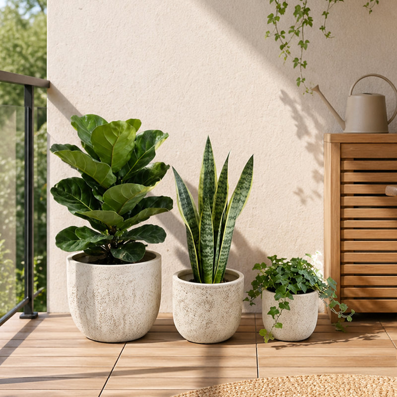 Ensemble de 3 pots à fleurs avec trous de drainage pour jardin
