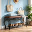 Banc de rangement pour chaussures en métal antique brun