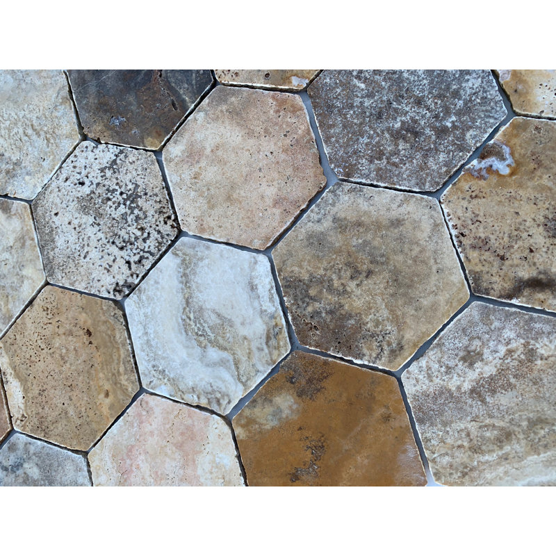 Carrelage hexagonal 6 po Scabos Travertine