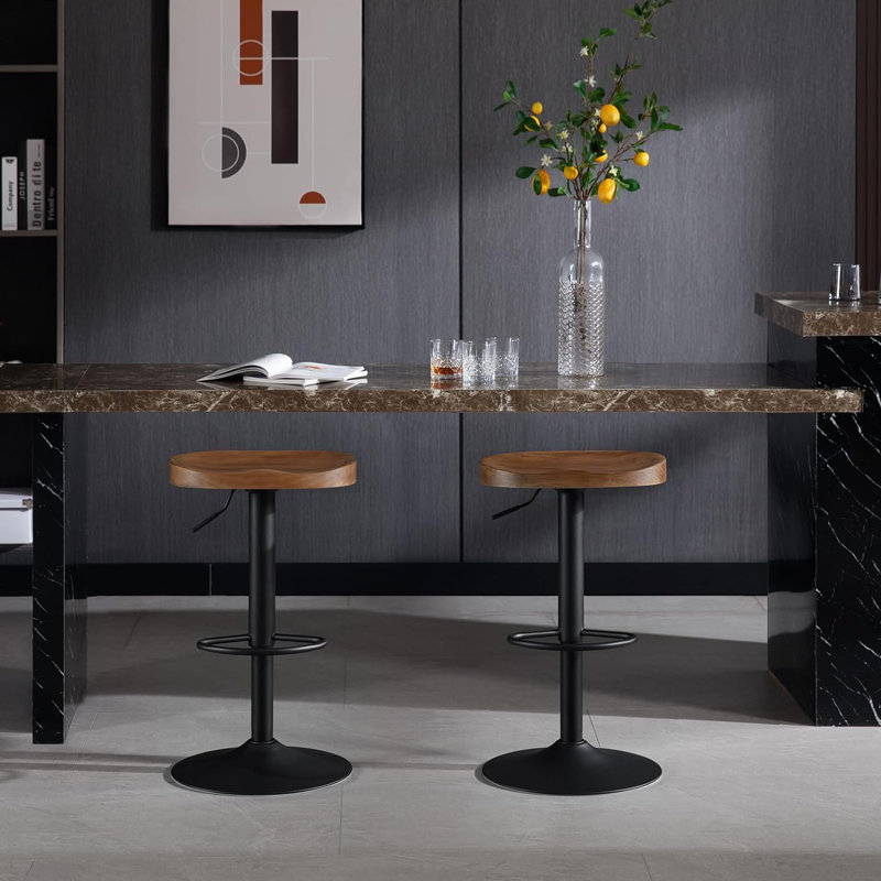 Persaeus Adjustable Height Counter Stool with Metal Frame, Brown