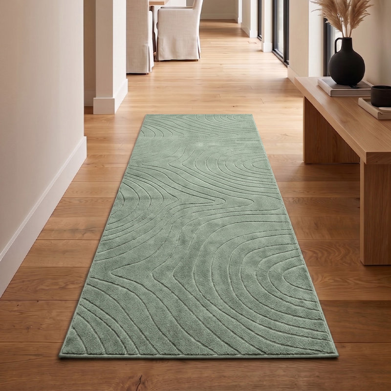 Tapis de passage en sauge moderne lavable à la machine Somos, Sage, Runner 2'6" x 8'