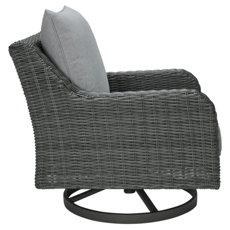 Gray Wicker Swivel Dining Chair with Cushions