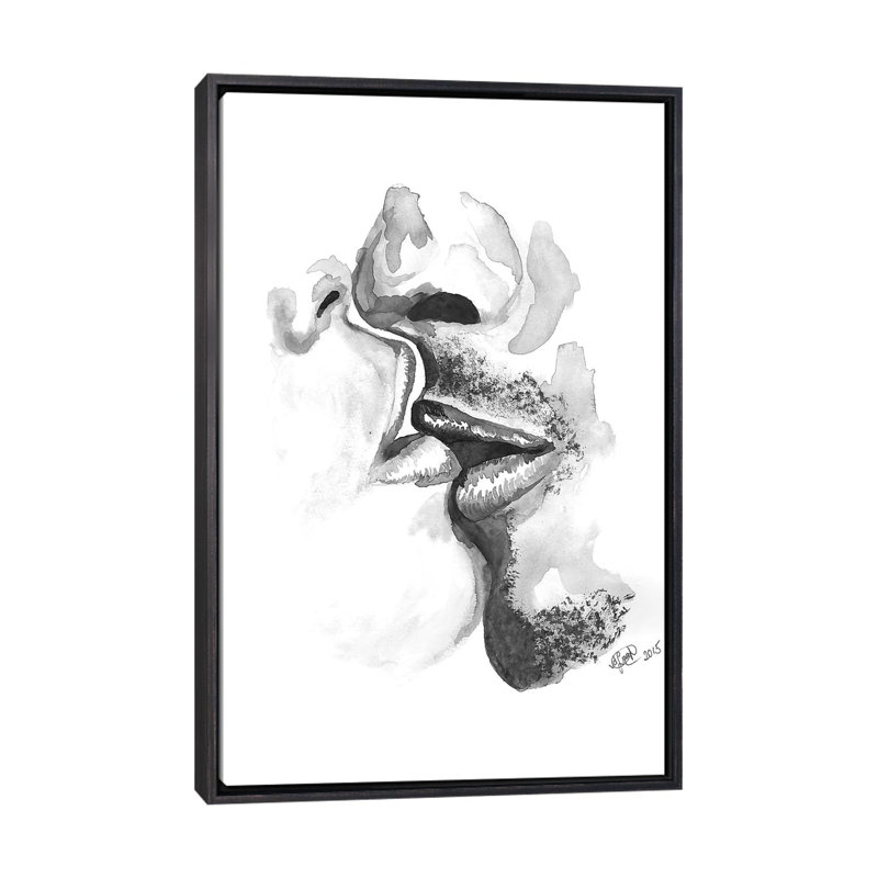 Kiss, reproduction d’art, H 26 po x l 18 po x 1,5 po, Toile avec cadre noir patiné, Pas de tapis
